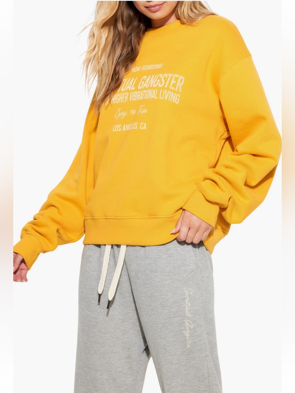 Spiritual Gangster Mustard Yellow Crewneck Sweatshirt size medium - Picture 4 of 5